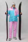 Оптом Горнолыжный костюм женский фиолетового цвета 02302F
