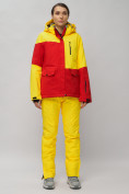 Оптом Горнолыжный костюм женский желтого цвета 02302J