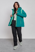 Оптом Горнолыжный костюм женский зимний темно-зеленого цвета 02305TZ в Сочи, фото 11