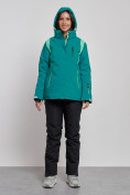 Оптом Горнолыжный костюм женский зимний темно-зеленого цвета 02305TZ в Сочи, фото 5