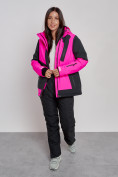 Оптом Горнолыжный костюм женский зимний розового цвета 02306R в Уфе, фото 11