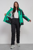 Оптом Горнолыжный костюм женский зимний зеленого цвета 02306Z, фото 12