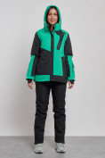 Оптом Горнолыжный костюм женский зимний зеленого цвета 02306Z в Сочи, фото 5