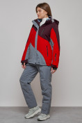 Оптом Горнолыжный костюм женский большого размера зимний красного цвета 02308Kr в Сочи, фото 2