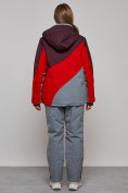 Оптом Горнолыжный костюм женский большого размера зимний красного цвета 02308Kr, фото 4