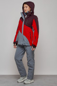 Оптом Горнолыжный костюм женский большого размера зимний красного цвета 02308Kr в Самаре, фото 6