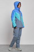 Оптом Горнолыжный костюм женский большого размера зимний синего цвета 02308S, фото 7