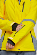 Оптом Горнолыжный костюм женский зимний желтого цвета 02316J в Омске, фото 9