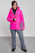 Оптом Горнолыжный костюм женский зимний розового цвета 02316R в Уфе, фото 5