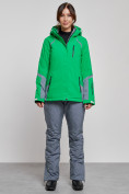 Оптом Горнолыжный костюм женский зимний зеленого цвета 02316Z