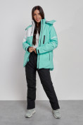 Оптом Горнолыжный костюм женский зимний бирюзового цвета 02321Br в Сочи, фото 15