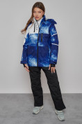 Оптом Горнолыжный костюм женский зимний синего цвета 02321S в Санкт-Петербурге