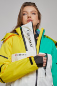 Оптом Горнолыжный костюм женский зимний желтого цвета 02322J в Екатеринбурге, фото 11
