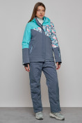 Оптом Горнолыжный костюм женский зимний бирюзового цвета 02337Br в Перми, фото 3