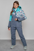 Оптом Горнолыжный костюм женский зимний бирюзового цвета 02337Br в Сочи, фото 19