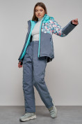 Оптом Горнолыжный костюм женский зимний бирюзового цвета 02337Br, фото 24