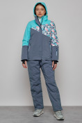 Оптом Горнолыжный костюм женский зимний бирюзового цвета 02337Br в Сочи, фото 5