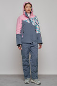 Оптом Горнолыжный костюм женский зимний розового цвета 02337R в Сочи, фото 3
