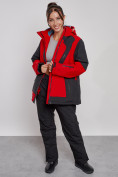 Оптом Горнолыжный костюм женский большого размера зимний красного цвета 02366Kr в Астане, фото 8