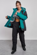 Оптом Горнолыжный костюм женский большого размера зимний темно-зеленого цвета 02366TZ в Иркутске, фото 9