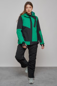 Оптом Горнолыжный костюм женский большого размера зимний зеленого цвета 02366Z в Перми, фото 12