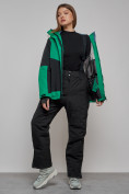 Оптом Горнолыжный костюм женский большого размера зимний зеленого цвета 02366Z, фото 14