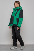 Оптом Горнолыжный костюм женский большого размера зимний зеленого цвета 02366Z в Барнауле, фото 2