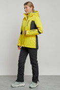 Оптом Горнолыжный костюм женский зимний желтого цвета 03105J в Сочи, фото 3