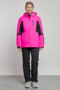 Оптом Горнолыжный костюм женский зимний розового цвета 03105R в Сочи