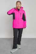 Оптом Горнолыжный костюм женский зимний розового цвета 03105R в Омске, фото 8