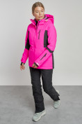 Оптом Горнолыжный костюм женский зимний розового цвета 03105R в Перми, фото 9