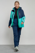 Оптом Горнолыжный костюм женский зимний бирюзового цвета 03307Br в Сочи, фото 9