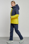 Оптом Горнолыжный костюм женский зимний желтого цвета 03307J в Санкт-Петербурге, фото 3