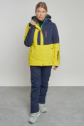 Оптом Горнолыжный костюм женский зимний желтого цвета 03307J в Сочи, фото 9