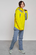 Оптом Горнолыжный костюм женский зимний желтого цвета 03310J в Перми, фото 10