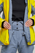 Оптом Горнолыжный костюм женский зимний желтого цвета 03310J в Новосибирске, фото 6