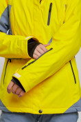 Оптом Горнолыжный костюм женский зимний желтого цвета 03310J в  Красноярске, фото 7
