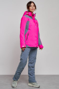 Оптом Горнолыжный костюм женский зимний розового цвета 03310R в Уфе, фото 3
