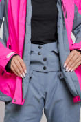 Оптом Горнолыжный костюм женский зимний розового цвета 03310R в  Красноярске, фото 9