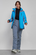 Оптом Горнолыжный костюм женский зимний синего цвета 03310S в Перми, фото 10