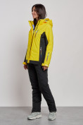 Оптом Горнолыжный костюм женский зимний желтого цвета 03327J в Сочи, фото 2