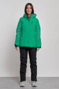 Оптом Горнолыжный костюм женский зимний зеленого цвета 03350Z