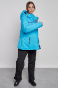Оптом Горнолыжный костюм женский большого размера зимний голубого цвета 03382Gl, фото 7