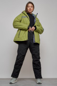 Оптом Горнолыжный костюм женский большого размера зимний цвета хаки 03382Kh в Алма-Ате, фото 8