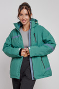 Оптом Горнолыжный костюм женский большого размера зимний зеленого цвета 03382Z в Самаре, фото 12