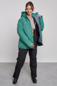 Оптом Горнолыжный костюм женский большого размера зимний зеленого цвета 03382Z в Казани, фото 9