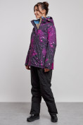 Оптом Горнолыжный костюм женский большого размера зимний бордового цвета 03517Bo, фото 2
