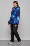 Оптом Горнолыжный костюм женский большого размера зимний темно-синего цвета 03517TS в Алма-Ате, фото 2