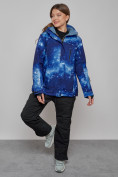 Оптом Горнолыжный костюм женский большого размера зимний темно-синего цвета 03517TS, фото 8