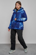 Оптом Горнолыжный костюм женский большого размера зимний темно-синего цвета 03517TS, фото 9